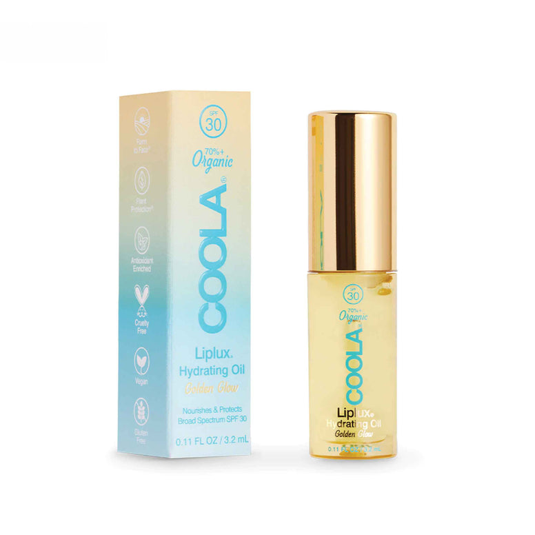 Coola Liplux Hydrating Oil SPF 30, Golden Glow, 3.2 ml
