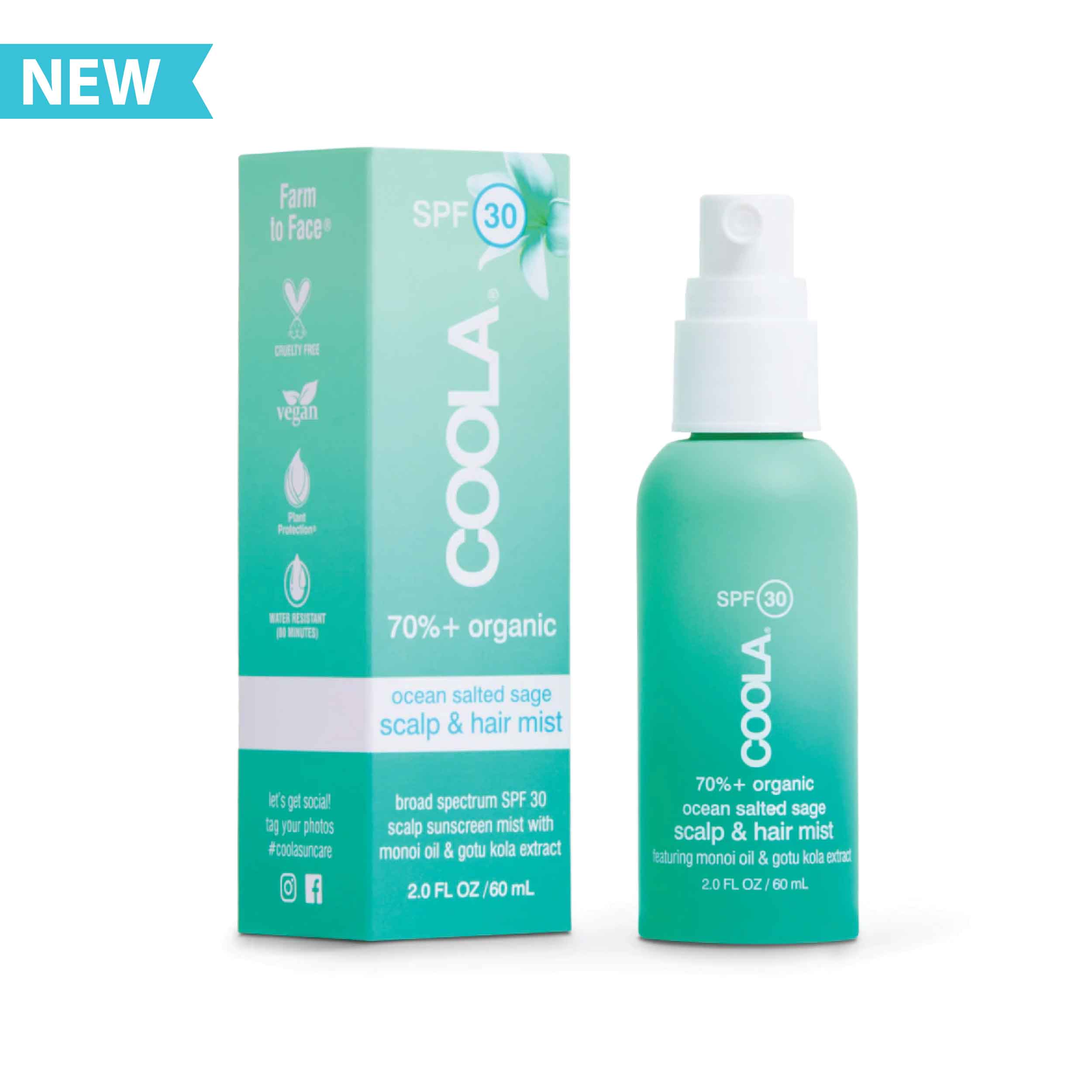 Coola Scalp & Hair Mist Sunscreen SPF 30, Ocean Salt Sage, 60 ml